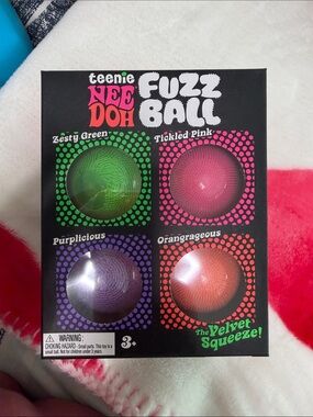 Teenie NeeDoh Fuzz Ball Set - Green, Pink, Purple, Orange